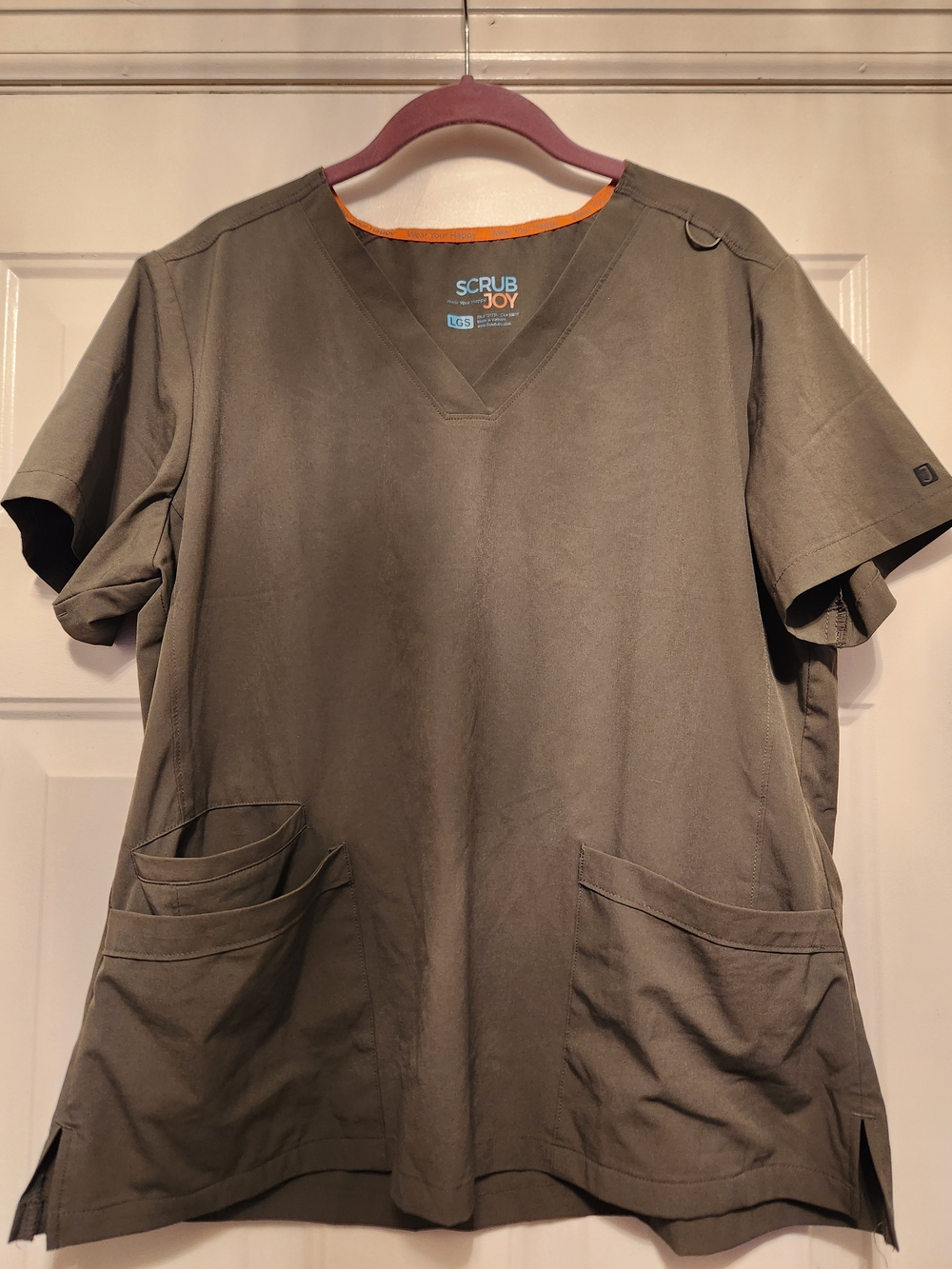 Scrub Joy Women's Olive V-Neck Utility Scrub Top